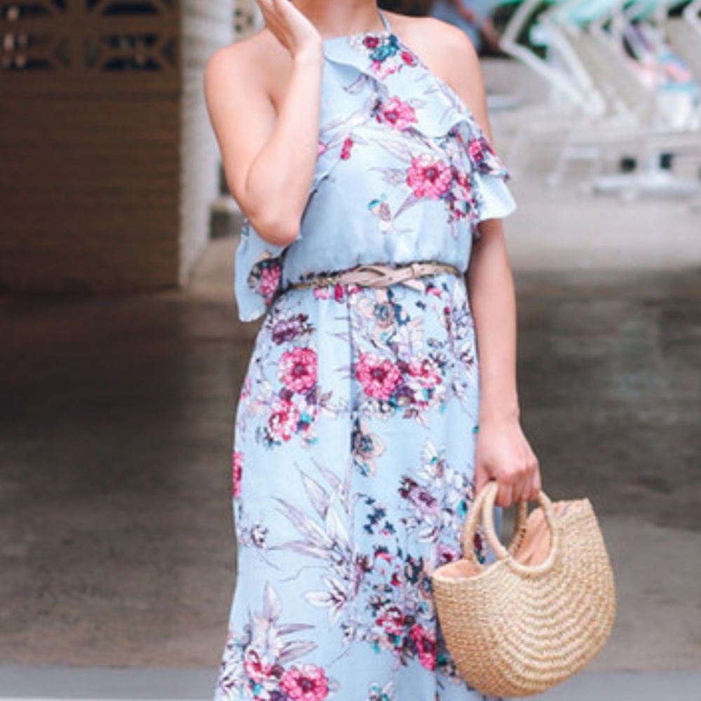 One Clothing Floral Cold Shoulder Maxi Dress